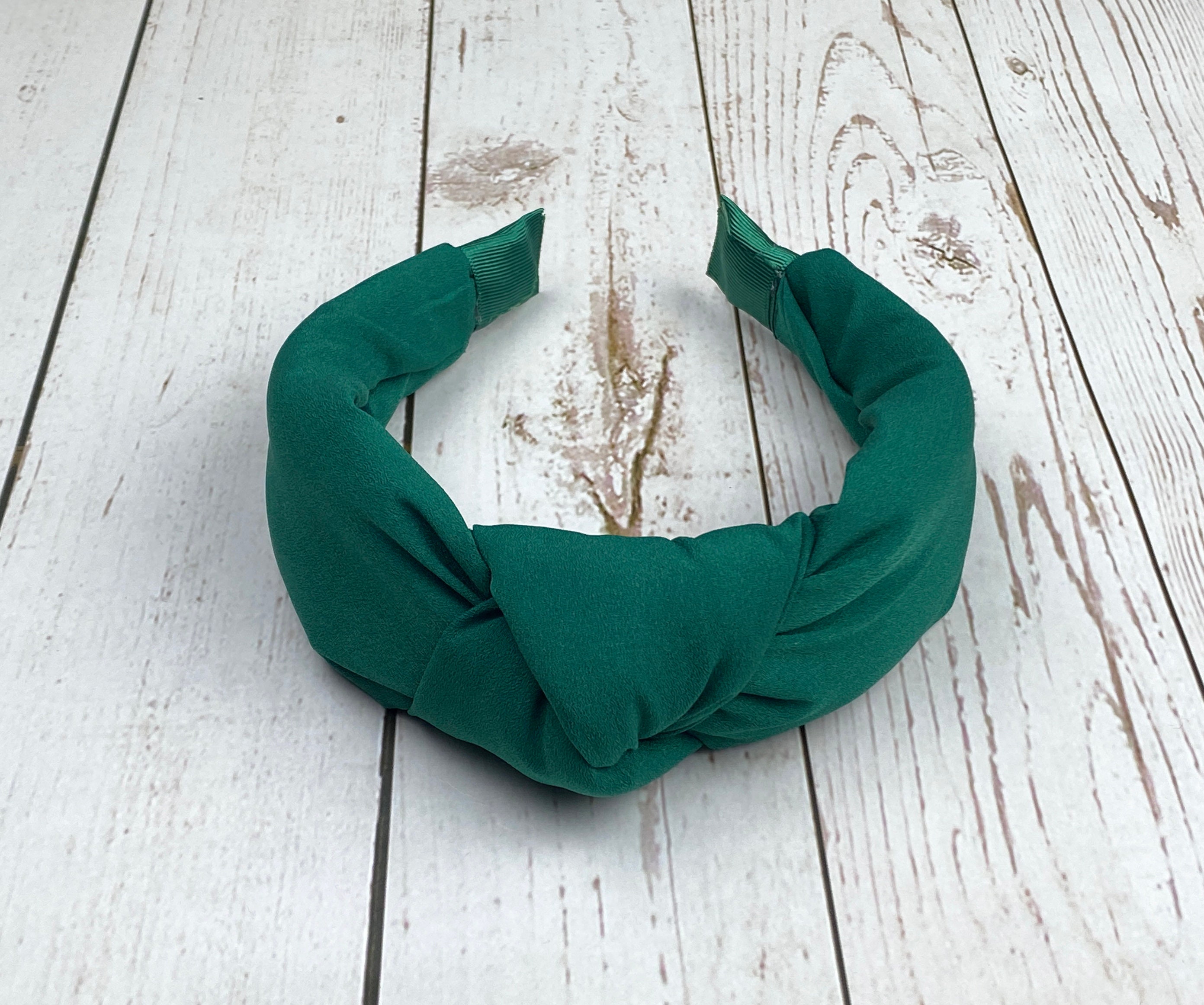 Dark Green Satin Headband Knotted Headband Women Classic Etsy