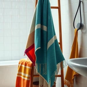 Turkish Peshtemal Towel-Grey Pink Blue Green Cotton Bath Towel-100% Cotton Towel-Towel Beach-Thick Striped Large Holiday Peshtemal