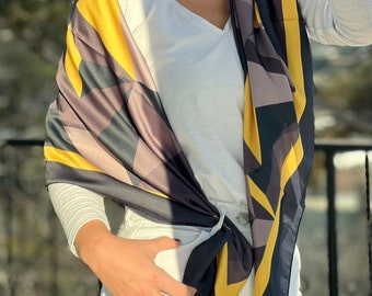 正規品・関税込◆JILLSTUART◆Striped 100% Silk Scarf Uklal Silk Scarf Women Spring and Autumn Black and White
