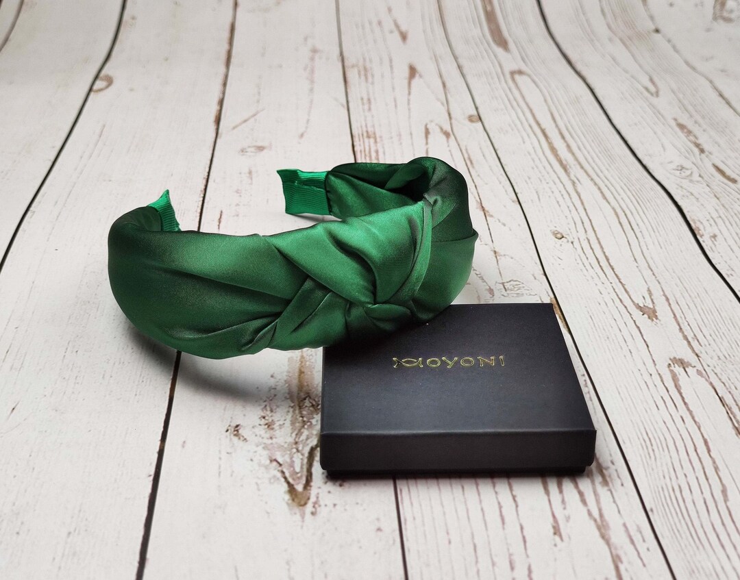 Satin Gather Headband Green