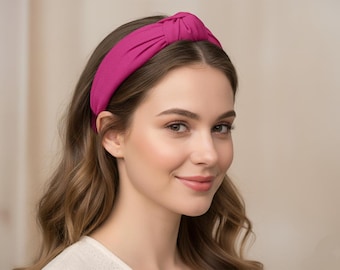 Fascia Per Capelli Con Nodo E Strass Cristallo | Larga 6 Cm, Elastica E Comoda, Per Donne E Ragazze, Rosa