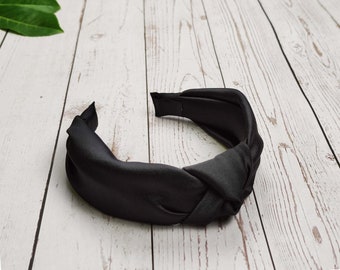 Black Satin Knotted Headband for Women - A Chic and Stylish Hair Accessory without padded