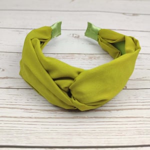 Pistachio Green KNOTTED HEADBAND-Women Classic Headband-Light Green Stylish Hairband-Wide Headband-Viscose Crepe Headband without Padded