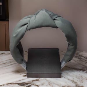 Gray Knotted Headband-Wide Padded Hairband-Stylish Women’s Accessory
