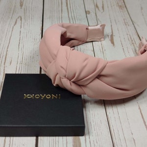 Salmon Pink Knotted Headband: Viscose Crepe Padded Hair Accessory