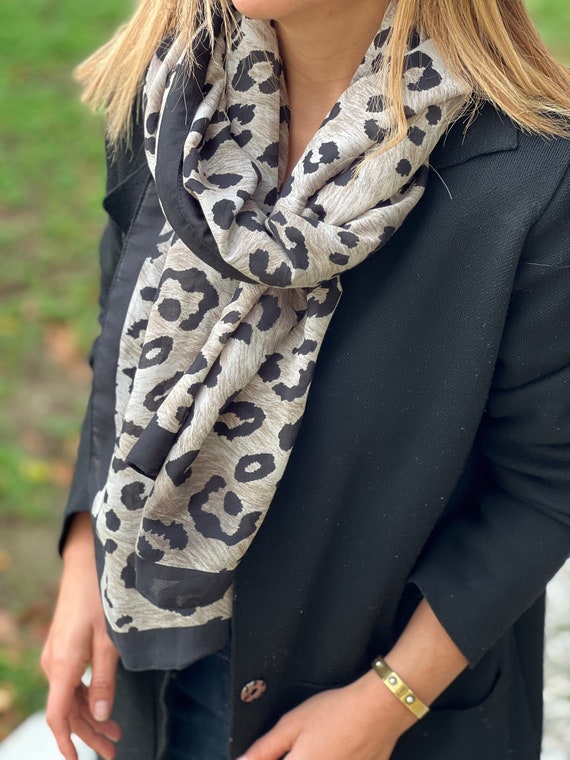 Leopard Printed Shawl Animal Print Scarf Black Beige Leopard - Etsy New Zealand Leopard Printed Shawl Animal Print Scarf Black Beige Leopard - Etsy New Zealand
