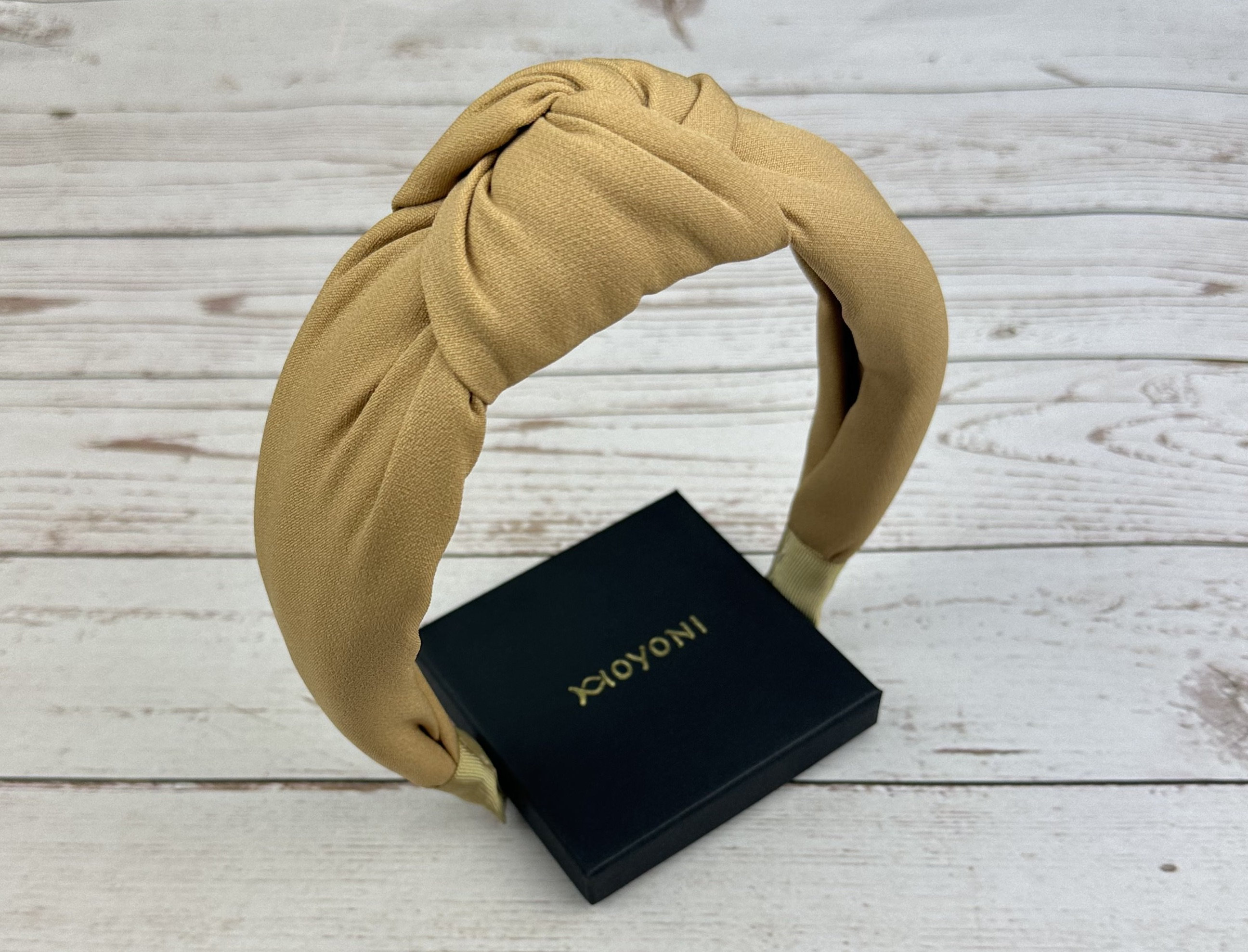 Butter Beige Glossy Padded Headband Beige Satin Hair Bands,padded Headband,thick Headbands  main image 3