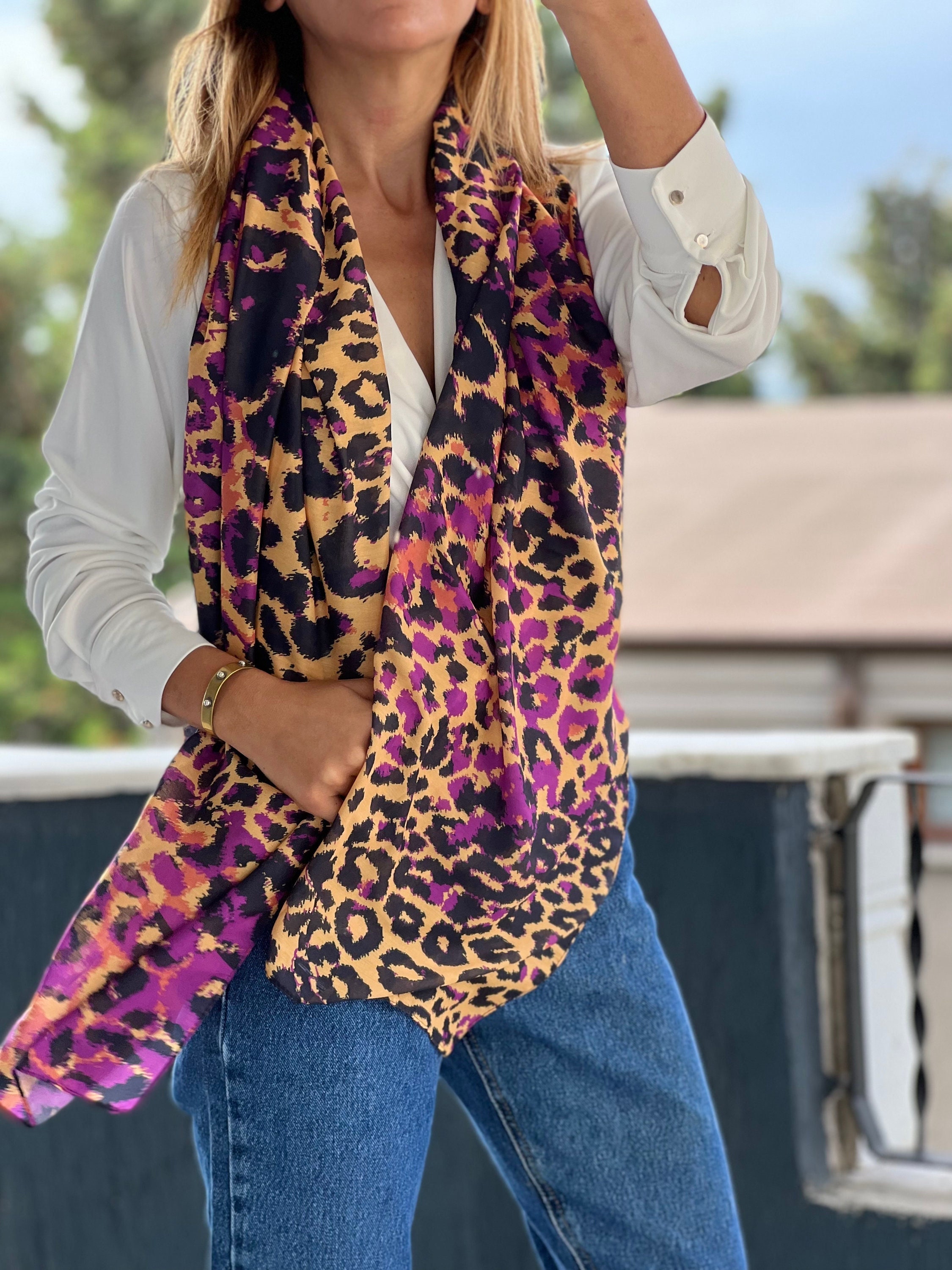 Leopard Printed Shawl Stylish Animal Print Scarf for Women 