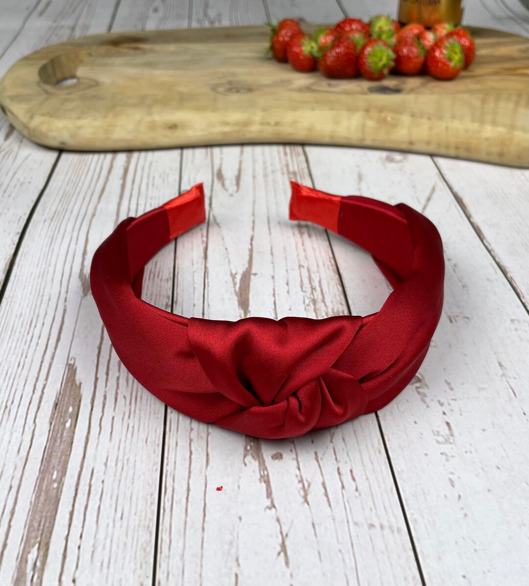 Red Satin Headbands for Woman Red Elegant Handmade Hairband Etsy