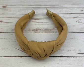 Dark Beige Knotted Headband for Women - Stylish Cream-Colored Hair Accessory for Summer with Padded Design