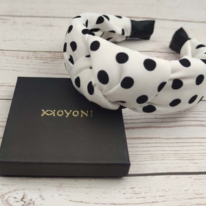 Black & White Spotted Hairband-Comfortable Padded Viscose Headband for Women