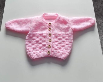 Pink Hand Knitted Baby Cardigan