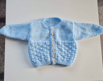 Blue Hand Knitted Baby Cardigan