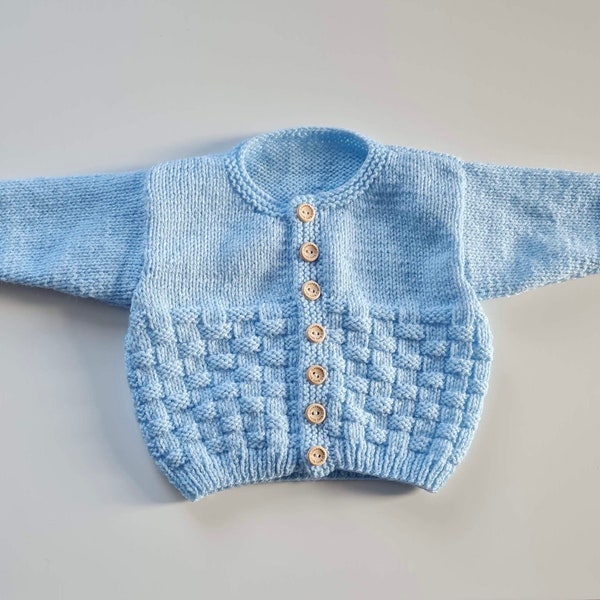 Blue Hand Knitted Baby Cardigan