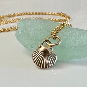 Solid 9ct gold Scallop Seashell pendant charm necklace, handmade from recycled 9ct gold, made to order