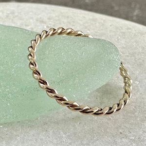 Solid 9ct Yellow Gold Hand Twisted Rope Ring, Handmade Precious Metal ...
