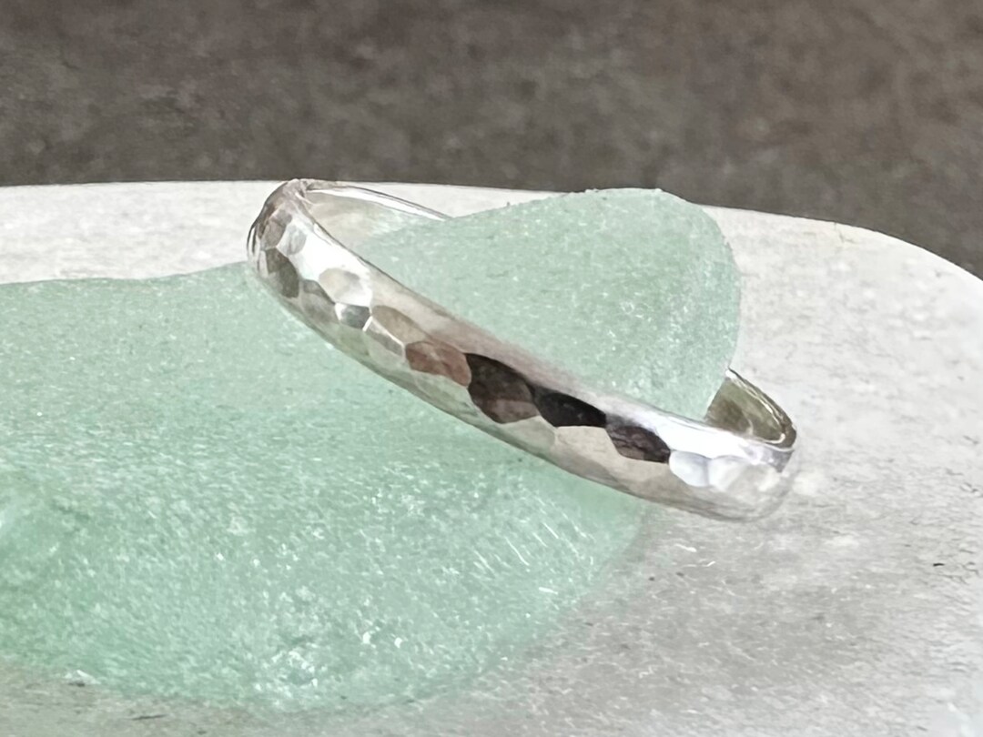 Handmade Hammered Sterling Silver Stacking Ring Band. - Etsy