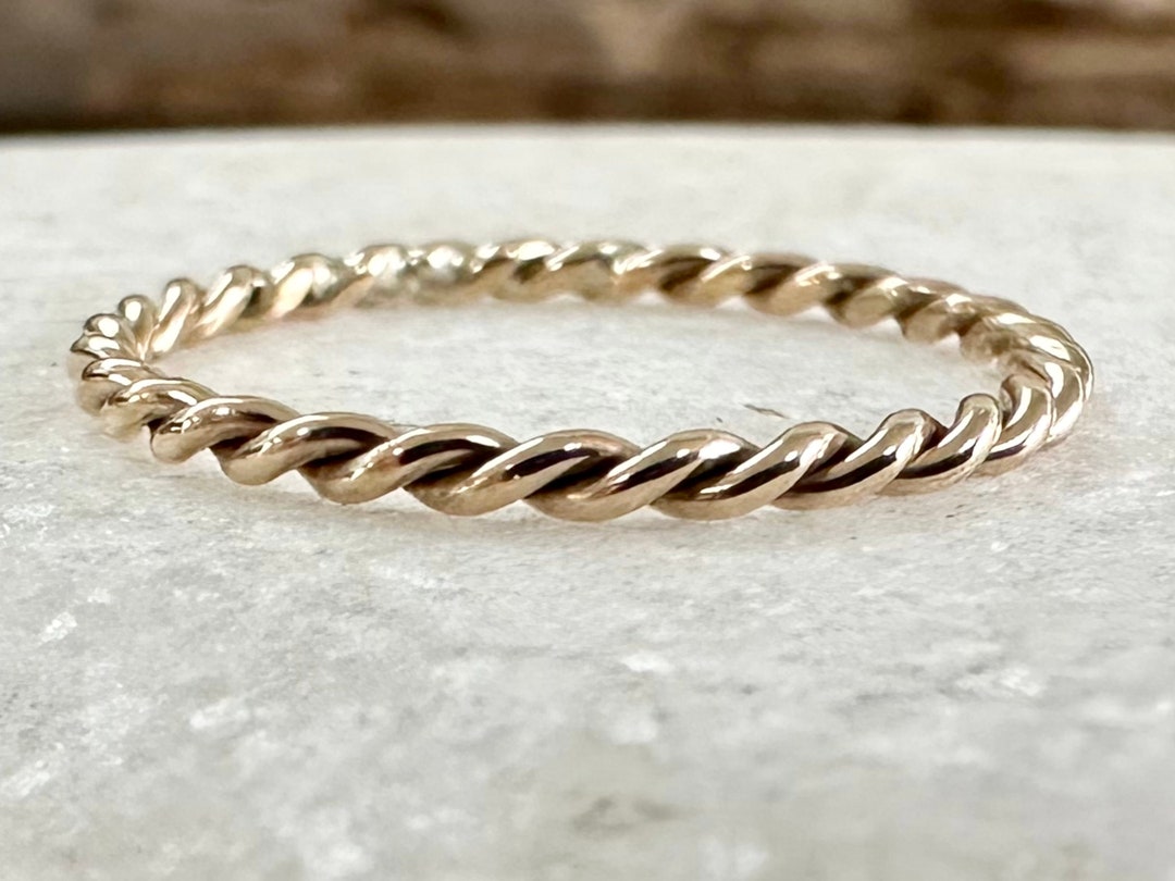Solid 9ct Yellow Gold Hand Twisted Rope Ring, Handmade Precious Metal ...