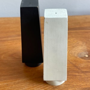1950s 60s Black and White Wood Salt and Pepper Shakers
