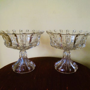 Pair of 1893 &quot;Broken Column&quot; Large Glass Compotes EAPG