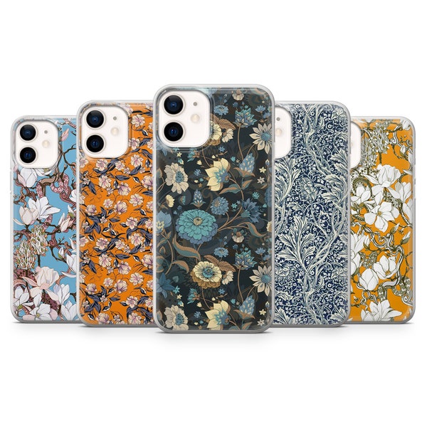 Coque de téléphone esthétique vintage William Morris Print pour iPhone 14 11 Pro 12 13 XR XS X 7+ 8 SE Samsung S22 S21 S20 S8 S9 A12 A51 A52 A53 A70