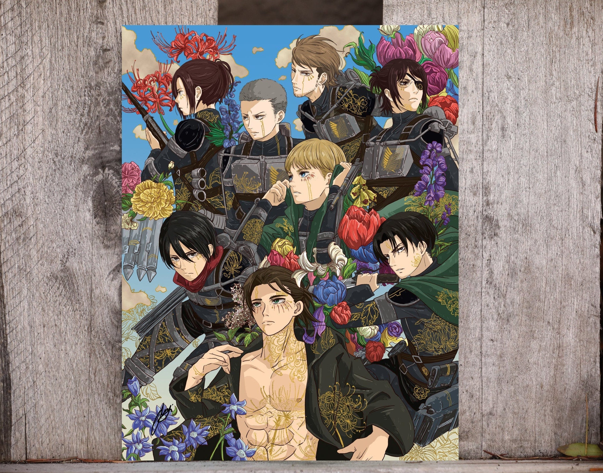 Attack On Titan Print | Levi Ackerman, Eren Jaeger, Armin Arlert, Mik…