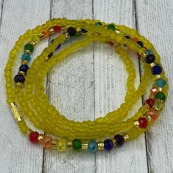 Stretch Chakra Waist Bead - Belly Chain - Removable Waist Beads - Body Jewelry w/ Clasp - Luxe Adornments - Weight Loss Tracker - Gift PM