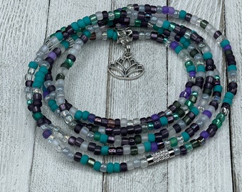 Turquoise & Purple Mix Waist Beads - BUY 3 GET 1 FRE - Waist Beads With Clasp - Plus Size - Weight Loss Waist Beads - Waist Beads