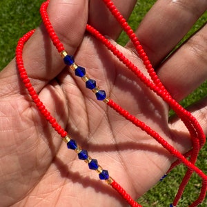 Dainty Waist beads w/crystals - Tiny Beaded Belly Chain  - Tie On body jewelry - multiple colors - Minimalist - Luxe Adornments - Gift