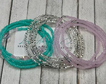 Soft Girl Waist Bead Set (3)- Waist Beads w/ clasp - stretch weight loss tracker - handmade African waist beads - belly chain gift for her