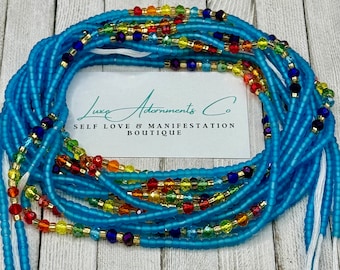Chakra Waist Beads - Traditional African (tie on) waistbeads - Beautiful Crystal belly chains ON SALE - Luxe Adornments - Gift for her