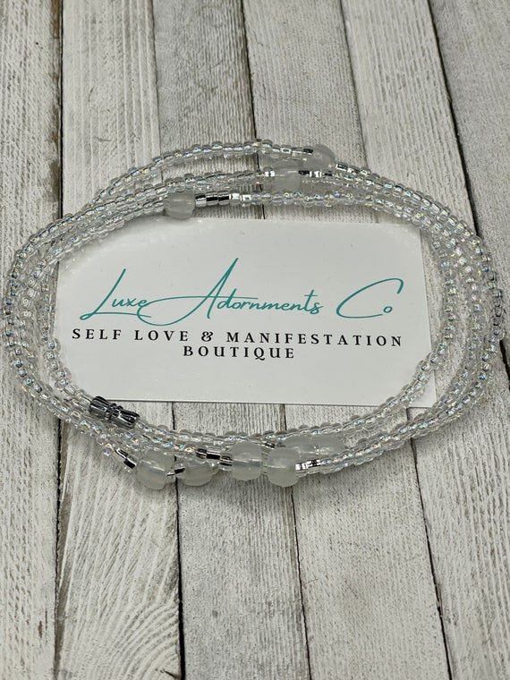 Glow in the Dark Waist Beads - African (stretch) belly chain handmade to order w/UV beads & clasp - gift for her - weight loss tracker