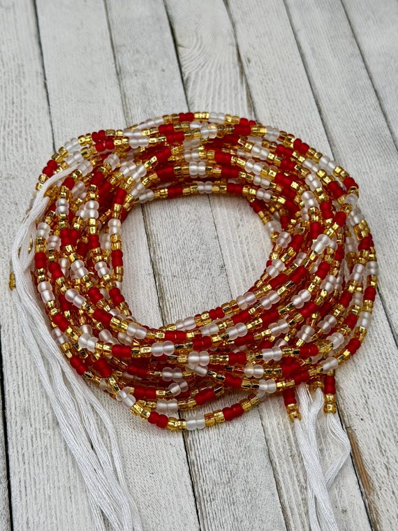 Colorful Tie-On Waist Beads | Black Owned | African Waist Beads | Weight Loss Tracker | Handmade Manifestation Gift for her | Belly Chain