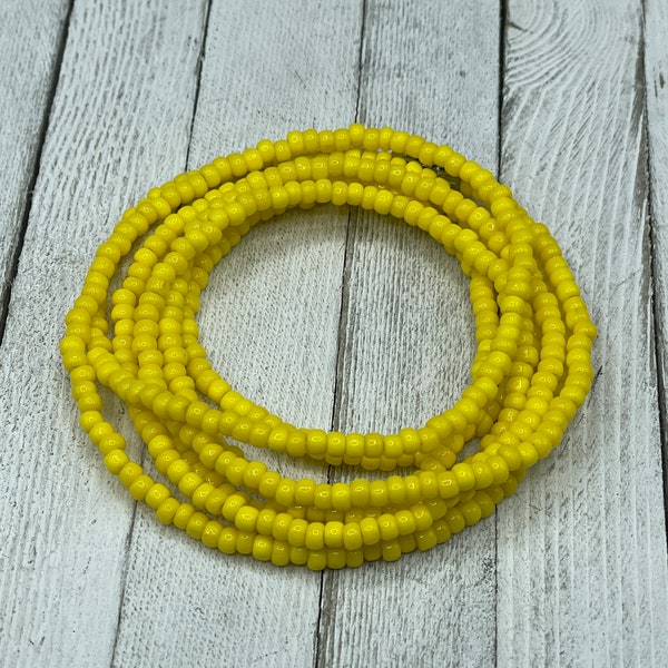 Yellow Waist Beads w/pineapple charm - stretch belly beads w/clasp - weight loss tracker - gift for her - optimism