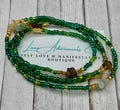 Prosperity Waist Bead set - Money Waist Beads - Crystal Waist Bead - Aventurine Citrine Tiger Eye Crystals - Green + Gold manifestation gift