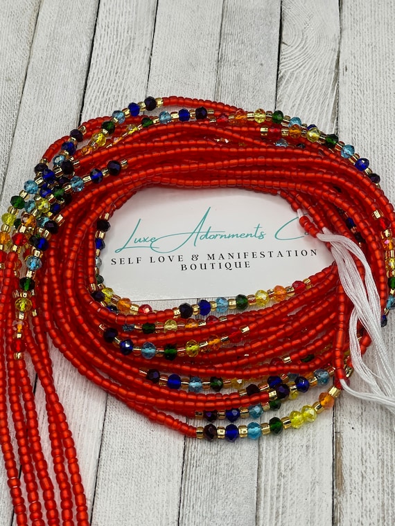 Chakra Waist Beads - Traditional African (tie on) waistbeads - Beautiful Crystal belly chains ON SALE - Luxe Adornments - Gift for her