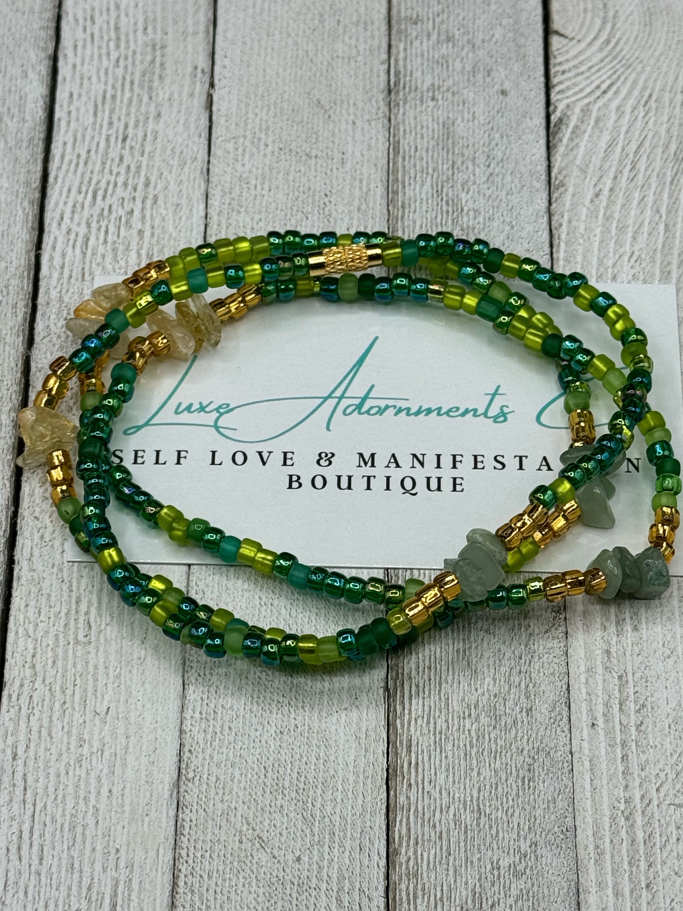 Prosperity Waist Bead - Money Waist Beads - Crystal Waist Bead - Aventurine Citrine Tiger Eye Crystals w/ ankh charm - manifestation gift