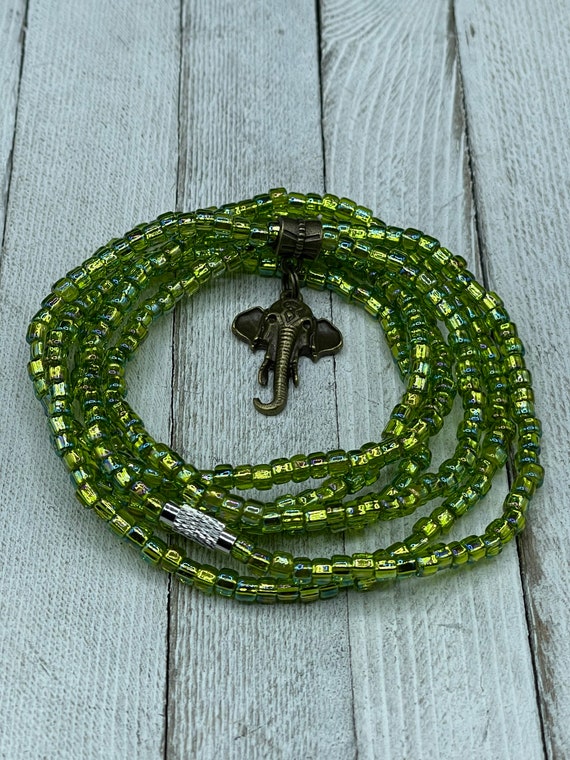 Light Green Waist Bead Stretch Waist Beads W clasp Self Love Body Beads Charm Optional Belly Chain Belly Beads Waist Shaper Etsy