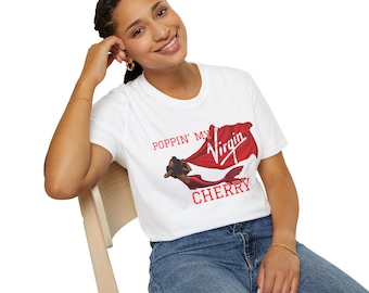 Poppin My Virgin Cherry Unisex Tee Shirt - First Virgin Voyages Cruise Shirt - VV Embarkation Top - Cruiser Tshirt