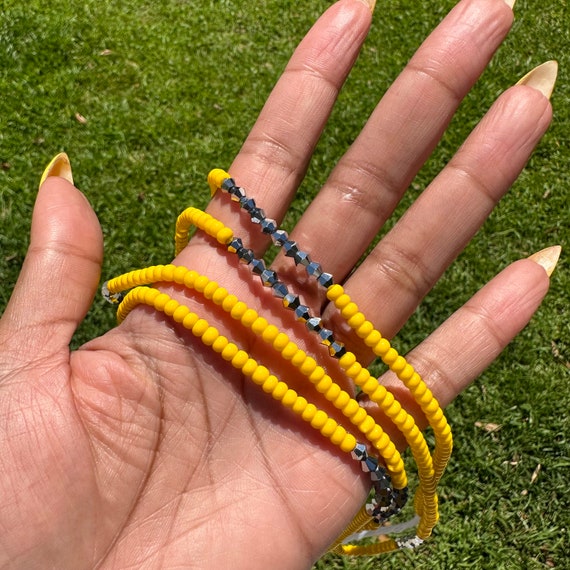 Tie on African Waist Beads with Crystal + Glow in Dark Weight Loss
