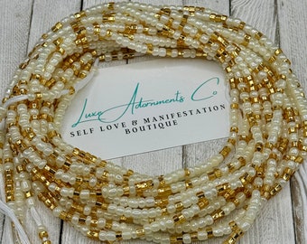 Touch of Gold Tie-On Waist Beads - handmade to order - multiple colors - weight loss tracker - Luxe Adornments - gift for her - on sale