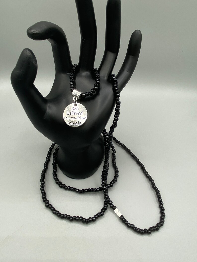 Afrocentric body jewelry inexpensive gift for her BLACK InspirationalAfrican Waist Beads wShe Believed She Could So She Did charm