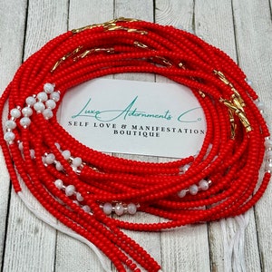 Dainty Waist beads w/crystals - Tiny Beaded Belly Chain  - Tie On body jewelry - multiple colors - Minimalist - Luxe Adornments - Gift