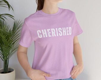 Cherished Tee for Husband or Wife, Unisex Jersey Short Sleeve Gift Shirt, Loved Honor Cherish, Couples Matching Tshirt, Relationship