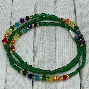 Chakra Waist Bead - Stretch Belly Chain - Removable Waist Beads - Body Jewelry w/ Clasp - Luxe Adornments - Weight Loss Tracker - Gift