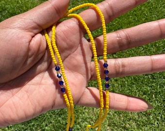 Dainty Waist beads w/crystals - Tiny Beaded Belly Chain  - Tie On body jewelry - multiple colors - Minimalist - Luxe Adornments - Gift