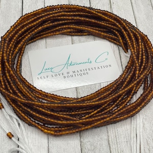 Matte Brown Waist Beads - Tie on Waist Beads - African Waist Beads - Belly Jewelry - Affirmation Wristband - Belly Chain - Gift for her