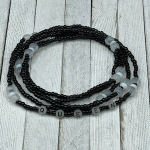 Black Queen Waist Beads - Belly Chain - Glow in the Dark UV beads - Stretch Belly Beads - with clasp - weight loss tracker - gift for her