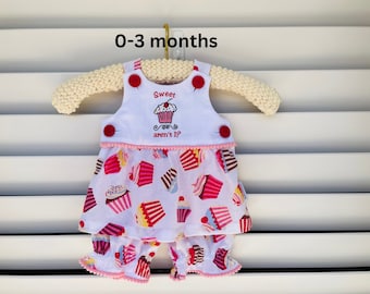 Baby, toddler, girl, cupcake dress and pantaloon set. Sizes new newborn - 2 years of age.