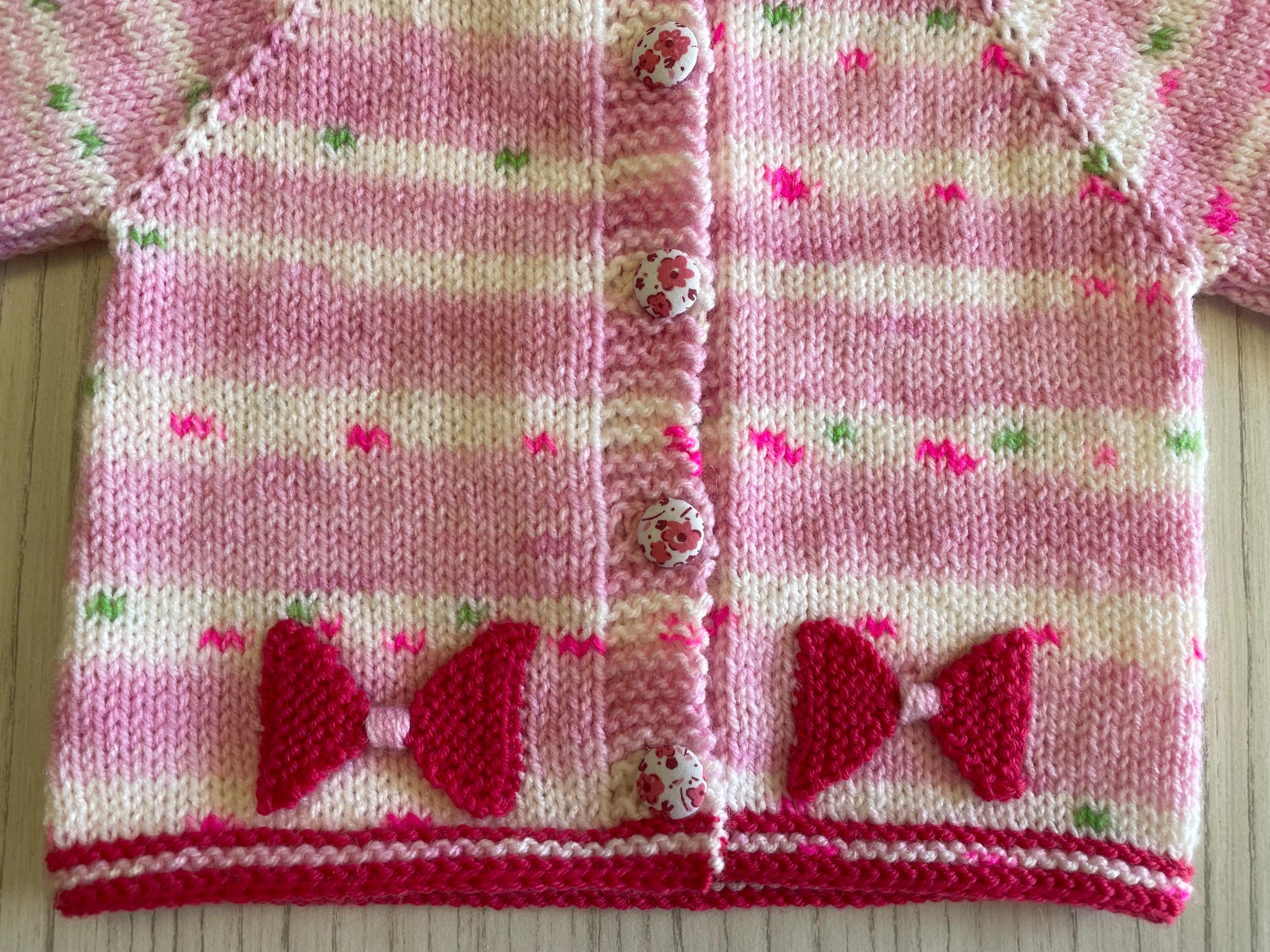 Ensemble Cardigan Et Chapeau Tricoté Main Pour Bébé Fille Rose - Taille Nouveau-né